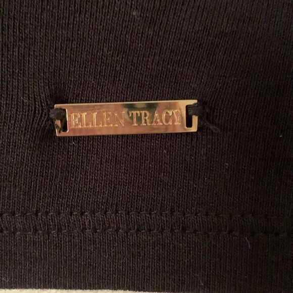 Ellen Tracy Black Cotton Knit 3/4 Sleeve Keyhole Neck Top Blouse Size L - Picture 6 of 9